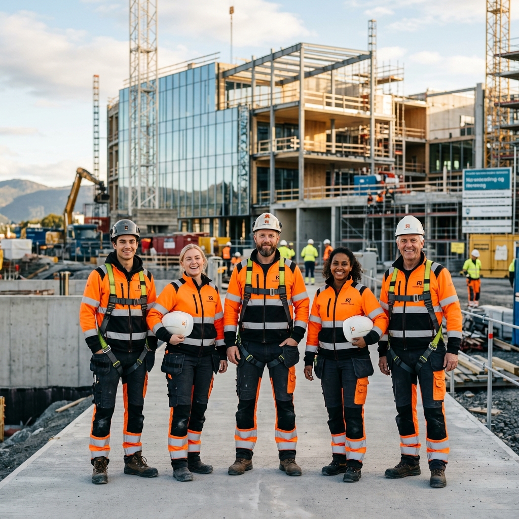 GF Utvikling-teamet på byggeplass